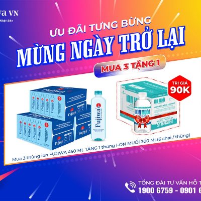 KHUYẾN MÃI MUA 3 THẶNG 1 NƯỚC UỐNG ION KIỀM FUJIWA, NƯỚC SÚC MIỆNG ION MUỐI